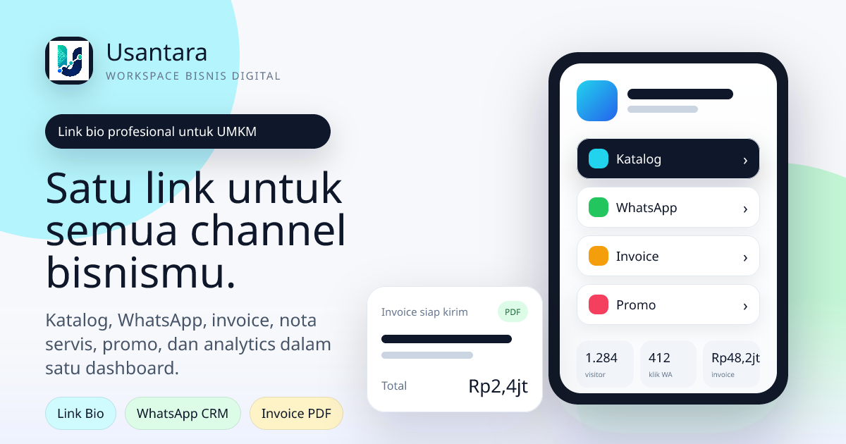 Link Bio Profesional untuk Katalog, WhatsApp, Invoice, dan Promo